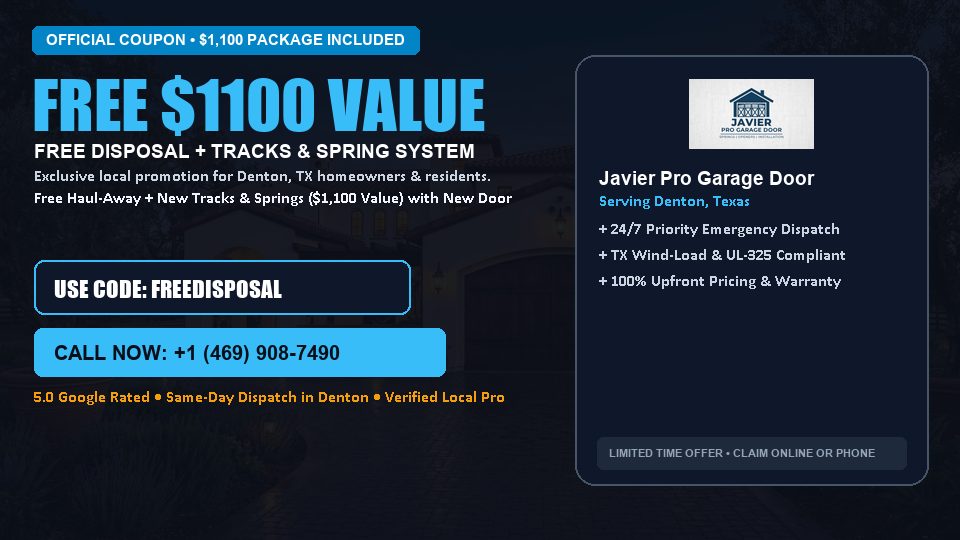 FREE Old Door Haul-Away & Heavy-Duty Tracks in Denton, TX - Javier Pro Garage Door